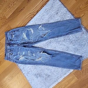American Eagle Tom Girl Hi-Rise Distressed Jeans, Women's Size 6 Long